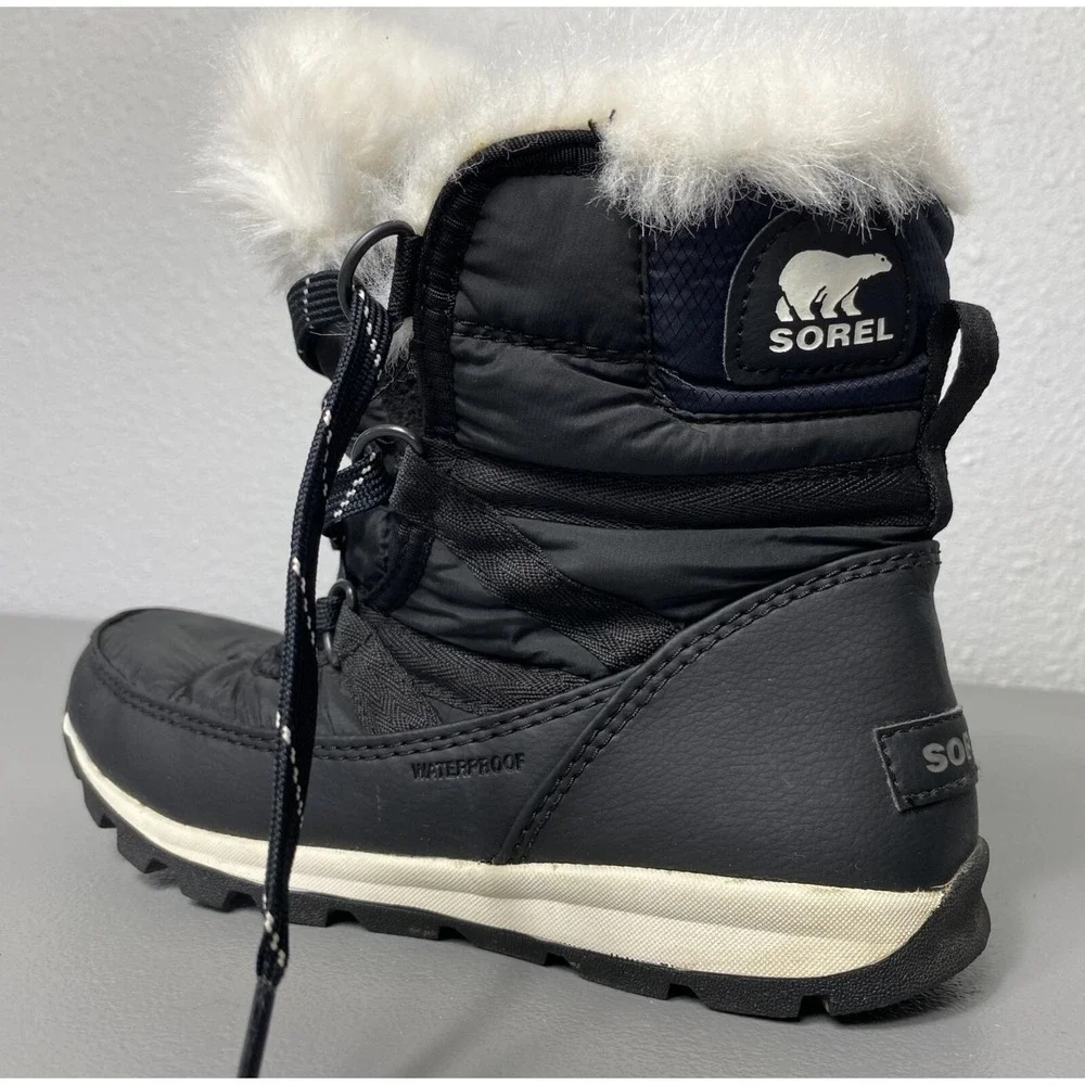 Sorel Womens Whitney Short Lace Up Boots Size 6.5 Black Waterproof